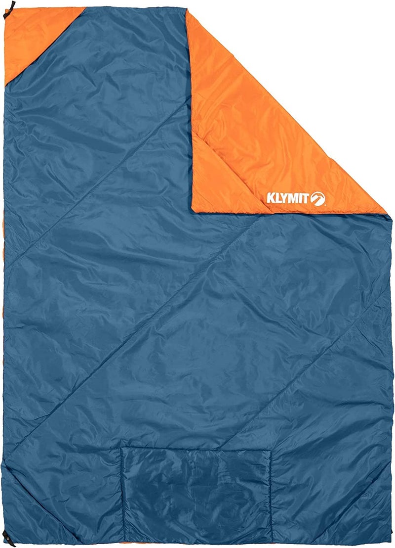 Klymit Versa Packable Camping Blanket and Comforter, Blue/Orange - Image 1
